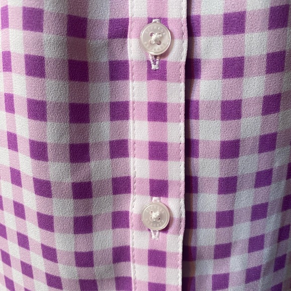 EXPRESS Purple and White Gingham Button Down Blouse - Picture 12 of 16